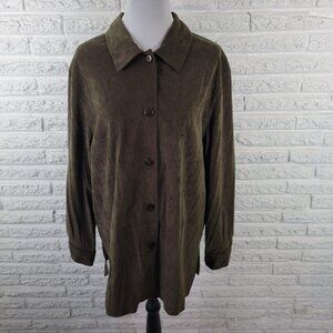 Fleet Street Women’s XL Blazer Green Velvet Button Up Lined Jacket HNGE